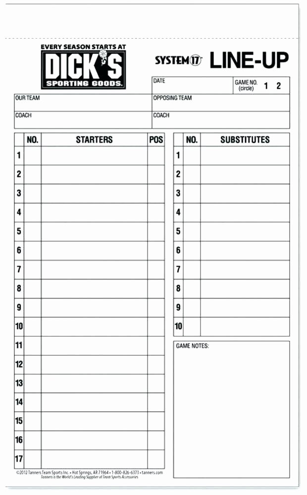 Baseball Lineup Excel Template Inspirational Printable Baseball Lineup Card Template In Depth Chart