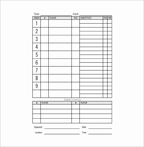 Baseball Lineup Template Pdf Elegant 9 Baseball Line Up Card Templates Doc Pdf Psd Eps
