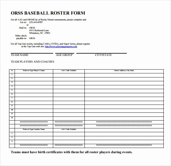 Baseball Lineup Template Pdf Luxury 11 Sample Baseball Roster Templates to Download for Free