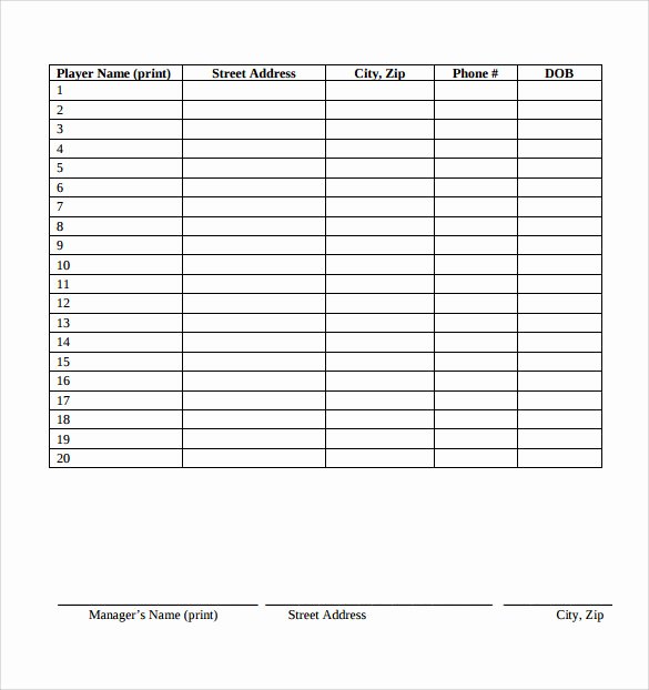 Baseball Lineup Template Pdf New 11 Sample Baseball Roster Templates to Download for Free