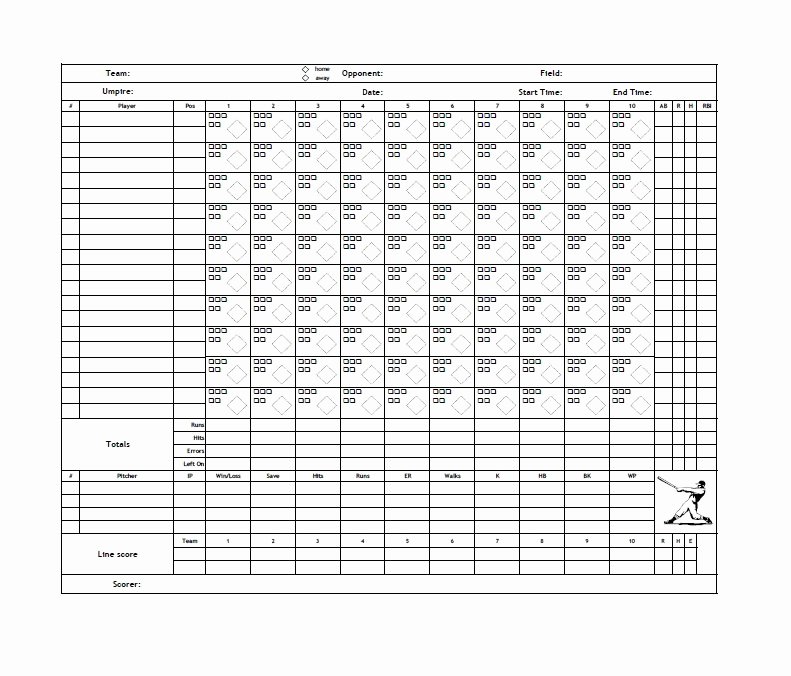 Baseball Score Sheet Template Inspirational 30 Printable Baseball Scoresheet Scorecard Templates