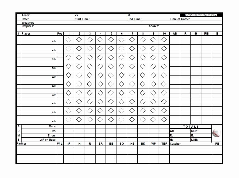 Baseball Score Sheet Template Lovely 30 Printable Baseball Scoresheet Scorecard Templates