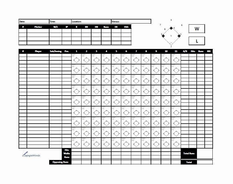 Baseball Score Sheet Template Unique 30 Printable Baseball Scoresheet Scorecard Templates