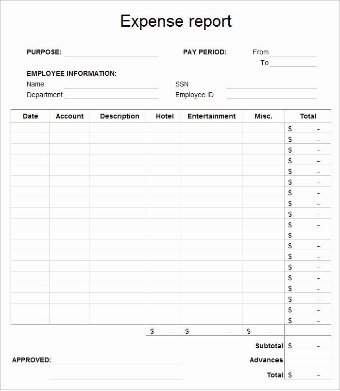 Basic Expense Report Template Awesome 15 Expense Report Templates Template Section