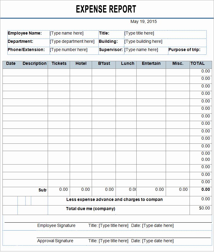 Basic Expense Report Template Awesome Employee Expense Report Template 8 Free Excel Pdf