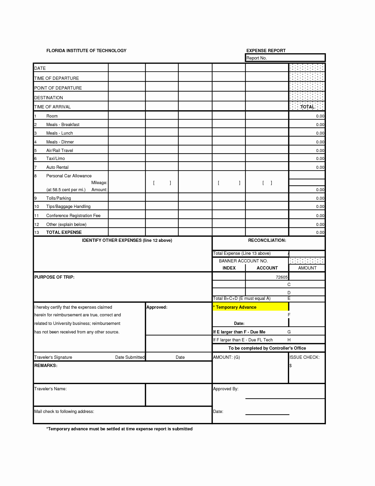 Basic Expense Report Template Lovely Printable Blank Expense Report Template Sample V M D