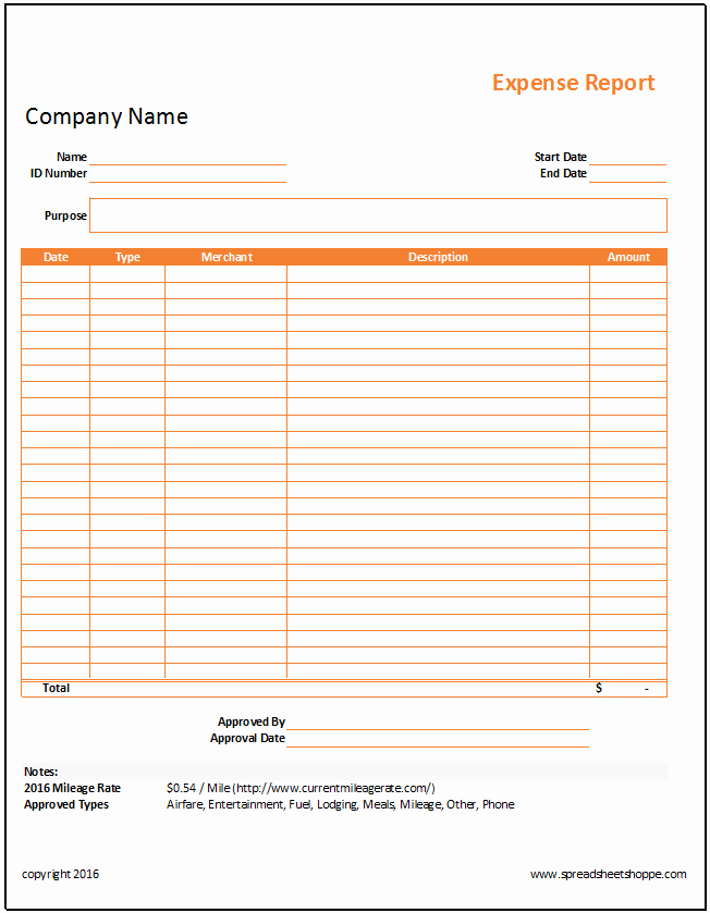 Basic Expense Report Template Luxury Simple Expense Report Template Spreadsheetshoppe