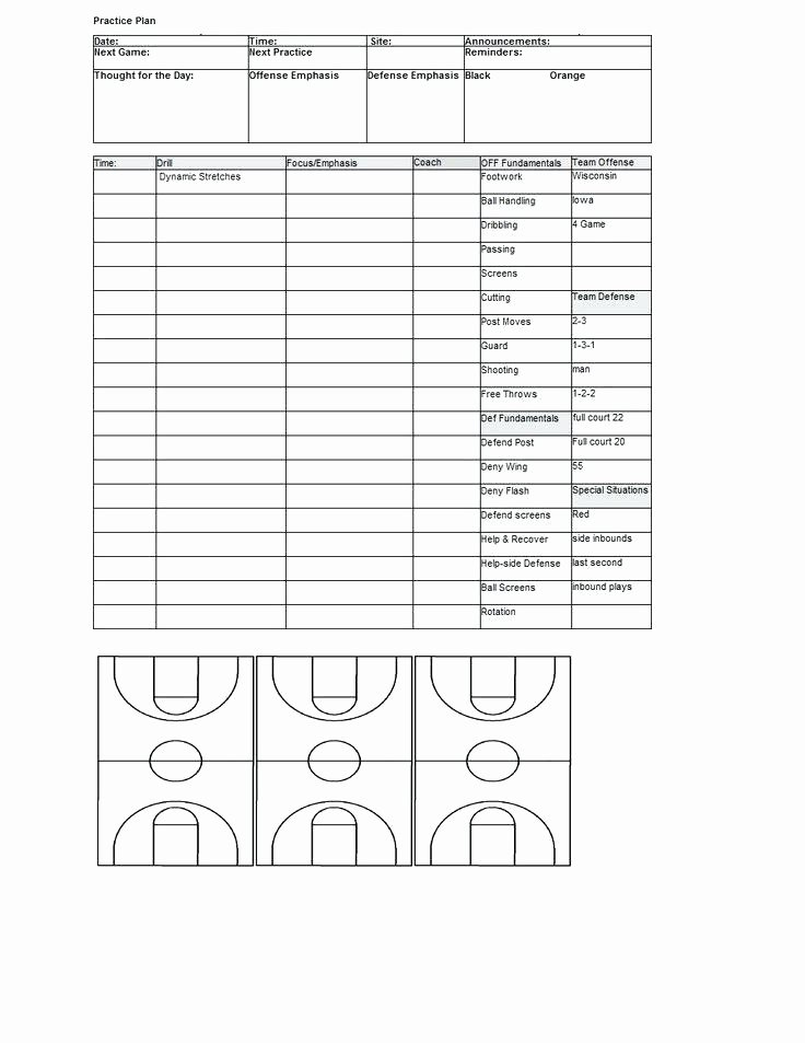 Basketball Practice Plans Template Fresh Player Performance Evaluation Basketball Schedule Template