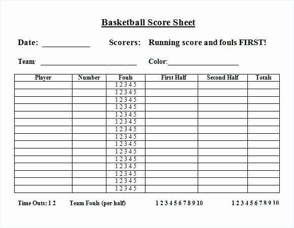 Basketball Score Sheet Template Awesome Basketball Score Sheet Template Excel – Tangledbeard