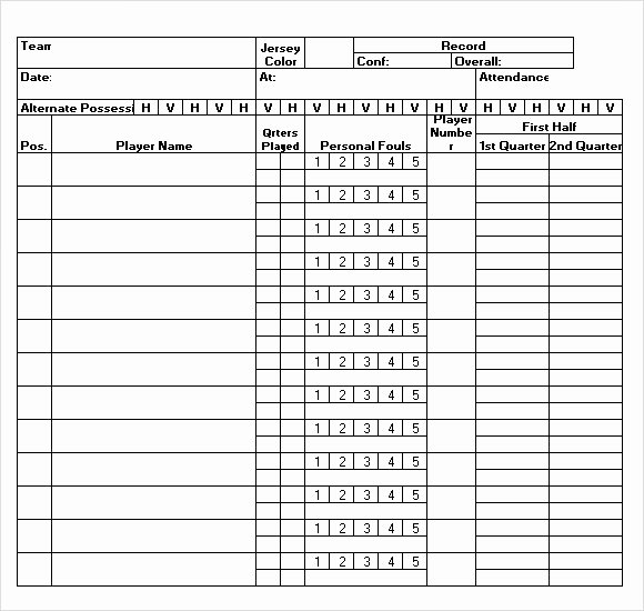 Basketball Score Sheet Template Fresh Free Basketball Score Sheet Pdf