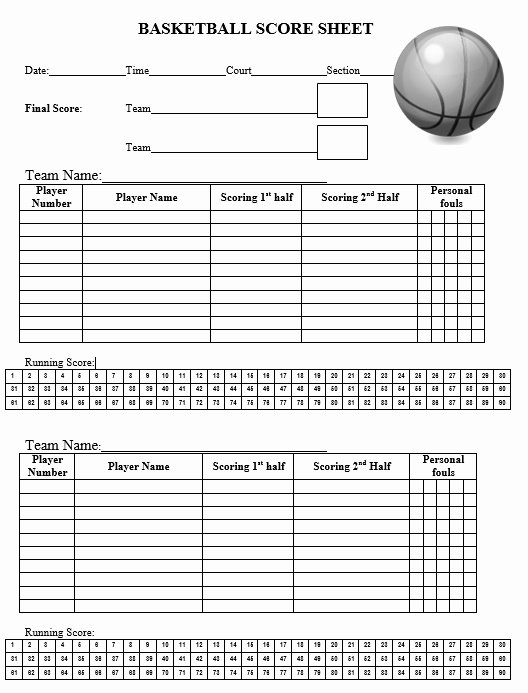 Basketball Score Sheet Template Inspirational 8 Free Sample Basketball Score Sheet Samples Printable