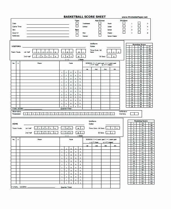 Basketball Score Sheet Template Lovely Fiba Scoresheet form Editable Basketball Player Sheet form
