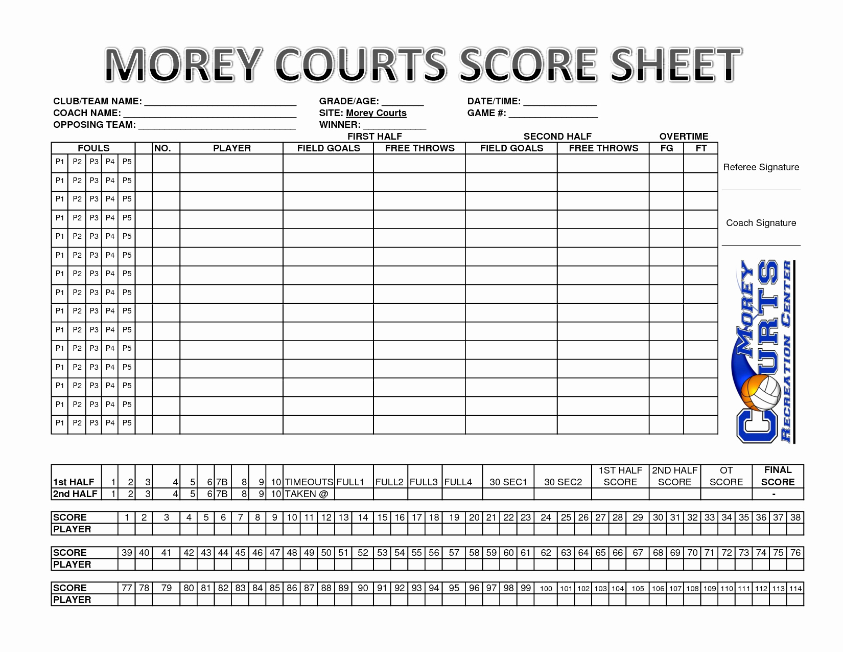 Basketball Score Sheet Template Luxury Best S Of Blank Basketball Score Sheet Printable