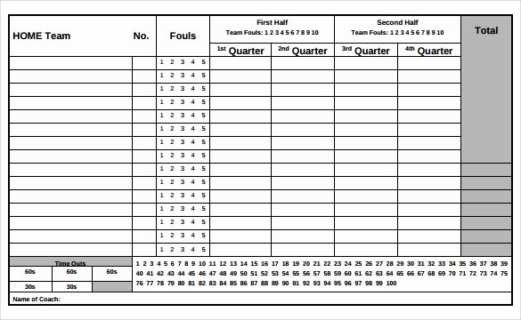 Basketball Score Sheet Template New Sample Basketball Score Sheet 9 Documents In Pdf Word