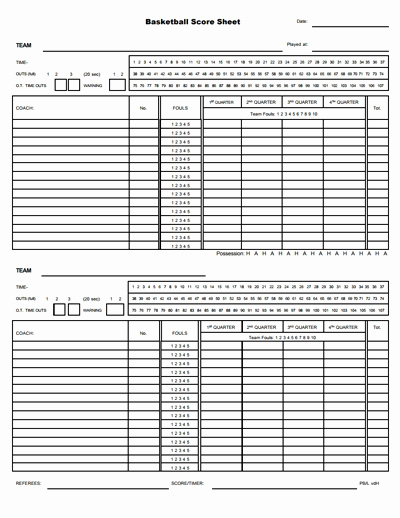 Basketball Score Sheet Template Unique Basketball Score Sheet Free Download Create Edit Fill