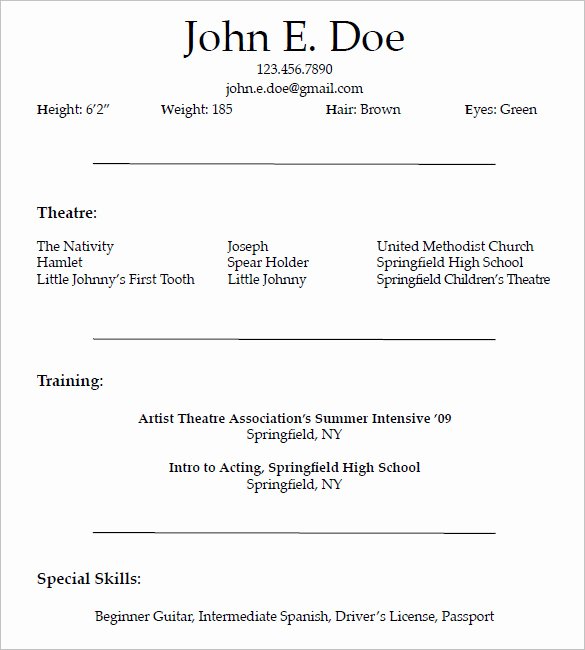 Beginner Actor Resume Template Elegant How to Create A Good Acting Resume Template