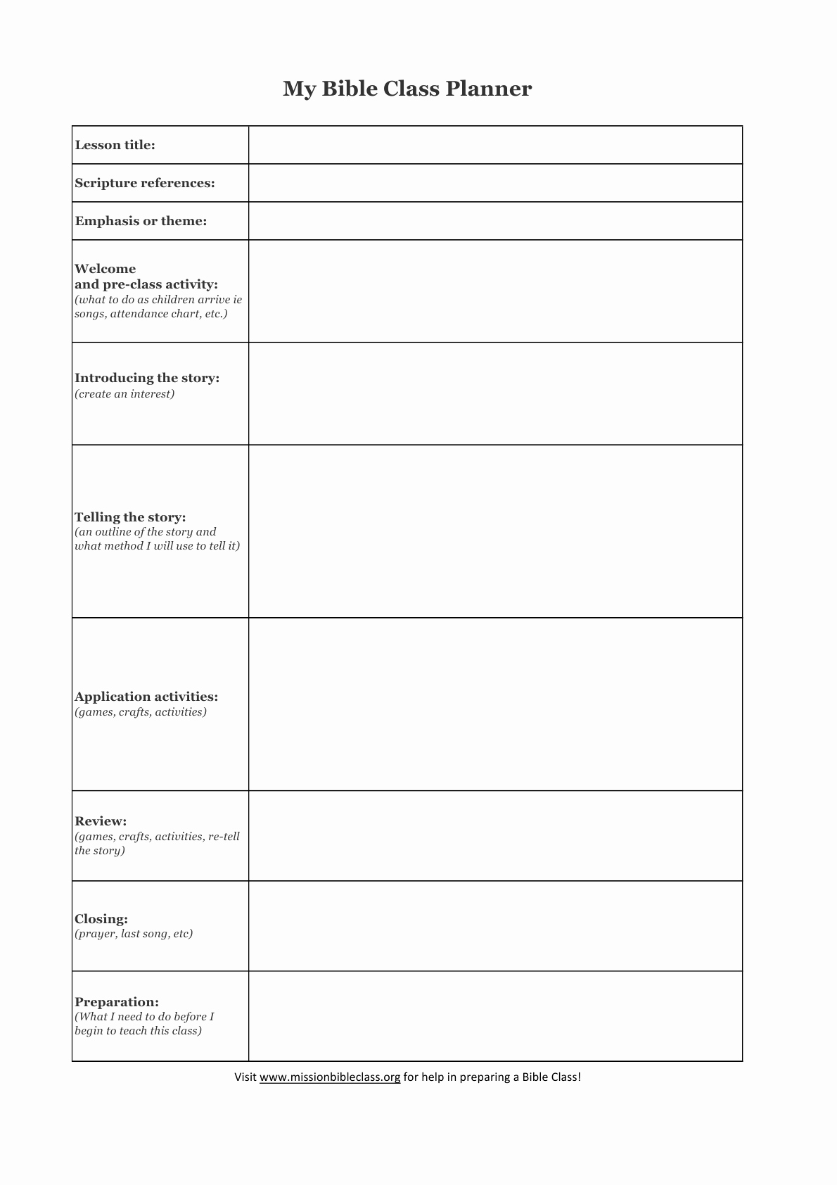 Bible Study Outline Template Elegant Blank Lesson Plan Templates to Print
