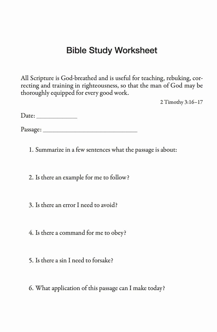 Bible Study Outline Template New Bible Study Worksheet forms for Download