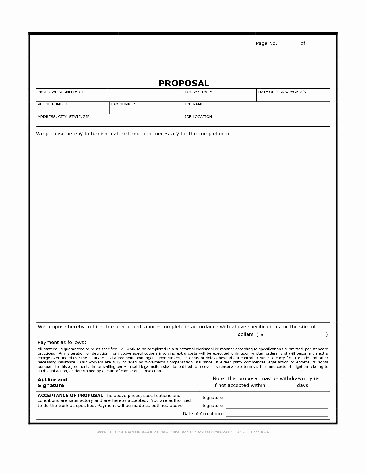 Bid Proposal Template Pdf Inspirational Printable Blank Bid Proposal forms