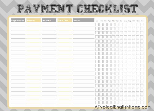 Bill Pay Checklist Template Elegant A Typical English Home June 2013