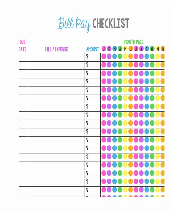 Bill Pay Checklist Template Fresh 10 Blank Checklist Examples Samples