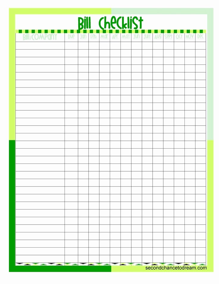 Bill Pay Checklist Template Lovely Best S Of Printable Bill List Bill Payment