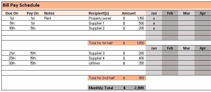 Bill Pay Schedule Template Elegant Free Accounting Templates In Excel