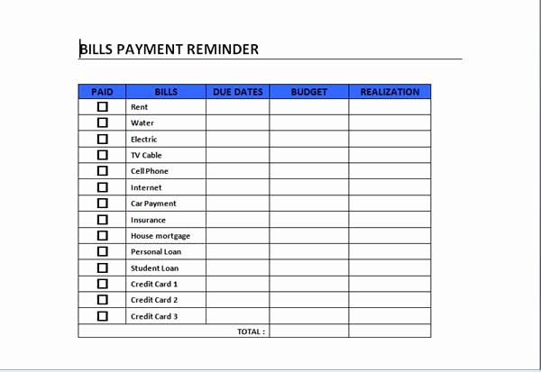 Bill Pay Schedule Template New 5 Best Of Free Printable Bill Payment Template