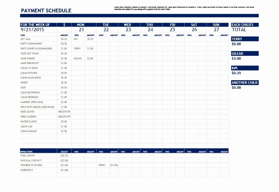 Bill Pay Schedule Template New Billing Schedule Template Excel 33 Great Payment Plan