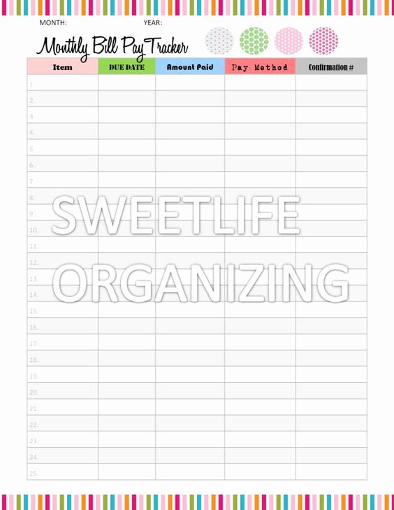Bill Paying Calendar Template Beautiful Monthly Bill Pay Tracker organizer by Sweetlifeorganizing