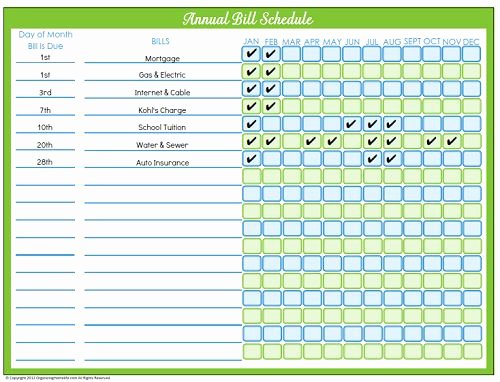 Bill Paying Calendar Template Lovely Fully Editable Annual Bill Schedule