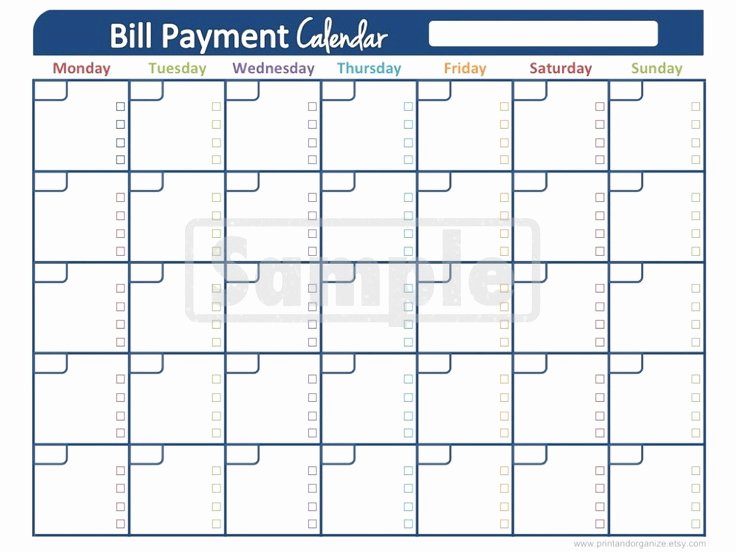 Bill Payment Calendar Template Lovely Best S Of Printable Monthly Bill Calendar Printable