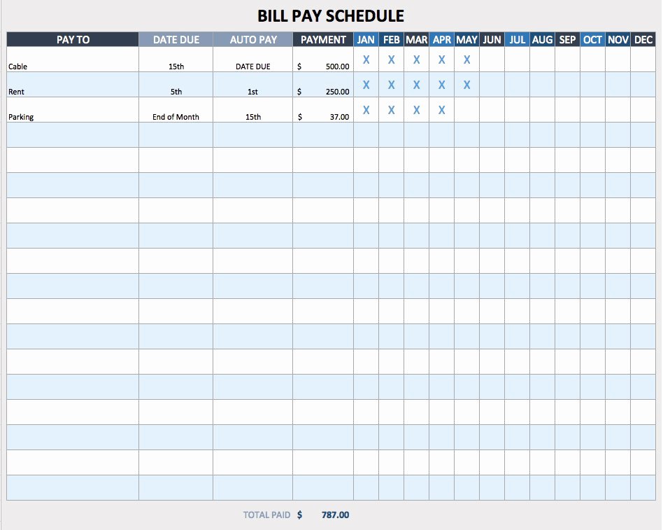 Bill Payment Schedule Template Lovely Free Weekly Schedule Templates for Excel Smartsheet