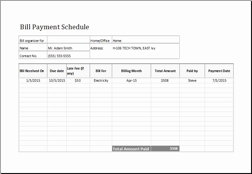 Bill Payment Schedule Template Luxury 20 Editable Worksheet Templates for Everyone S Use