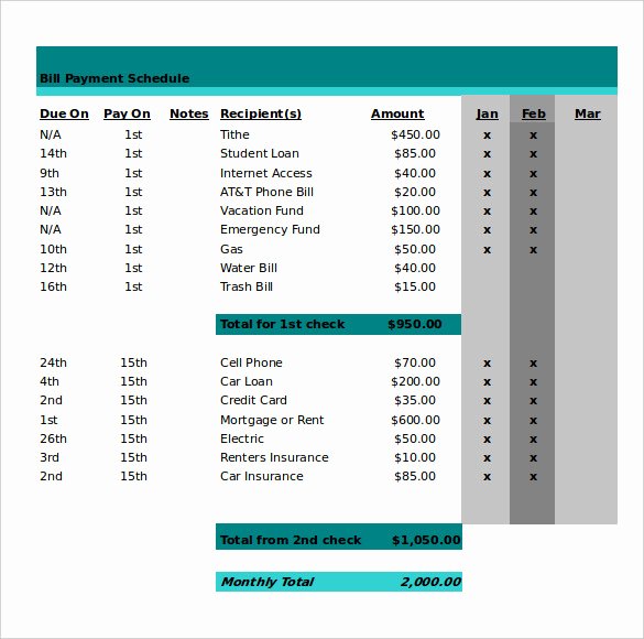 Bill Payment Schedule Template New 21 Monthly Work Schedule Templates Pdf Doc