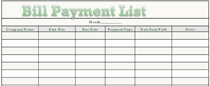 Bill Payment Schedule Template New Excel Monthly Bill Payment Template Monthly Bud