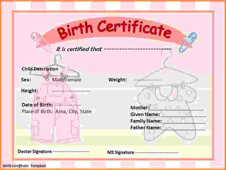 Birth Certificate Template Word Awesome 6 Birth Certificate Template Word