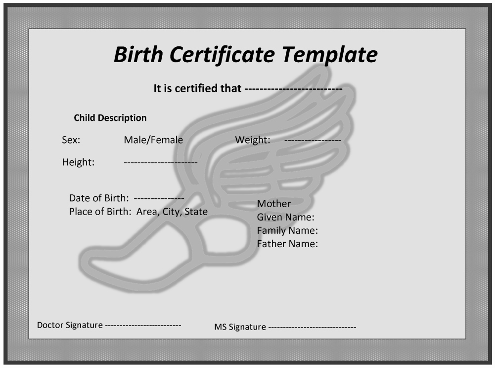 Birth Certificate Template Word Awesome Child Birth Certificate Template