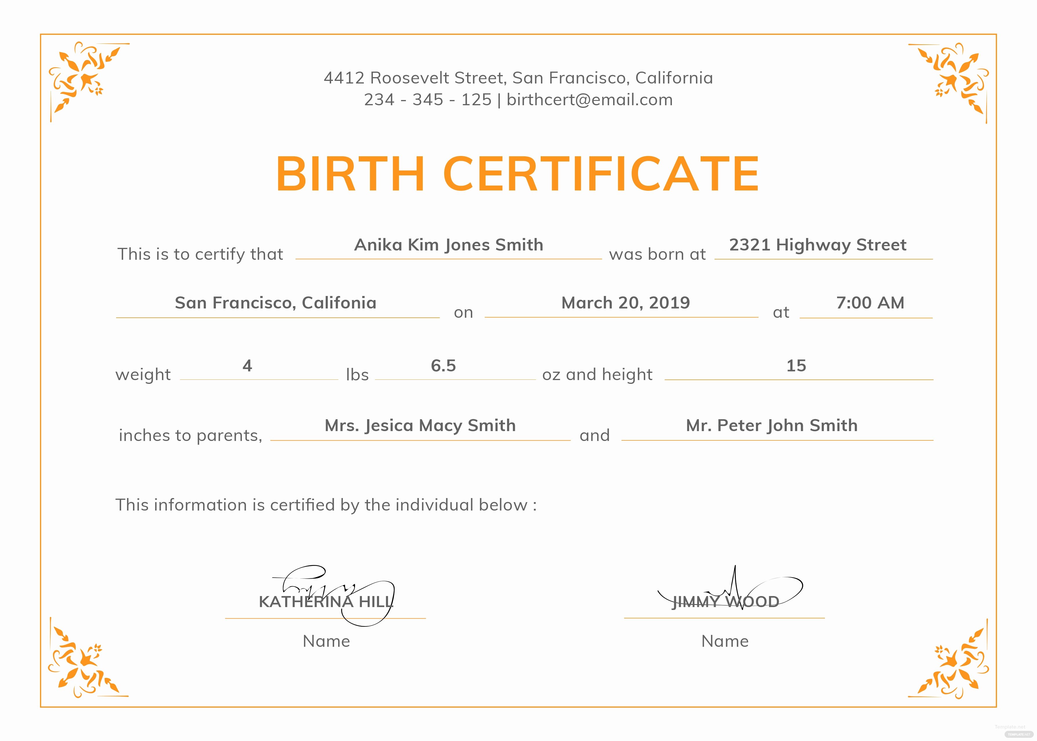 Birth Certificate Template Word Best Of Free Ficial Birth Certificate Template In Psd Ms Word