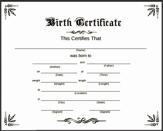 Birth Certificate Template Word Elegant 10 Editable Birth Certificate Template Sampletemplatess
