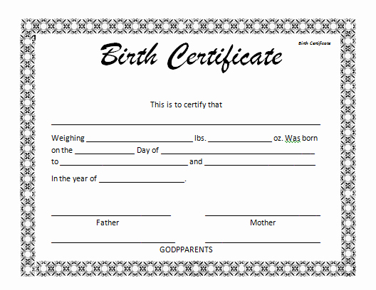 Birth Certificate Template Word New Birth Certificate Template Microsoft Word Templates