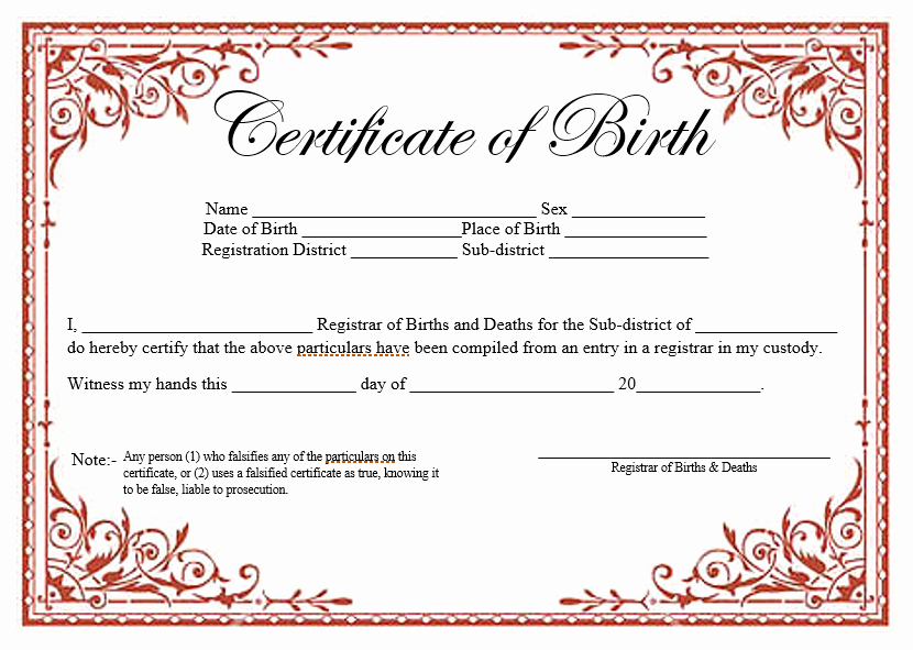 Birth Certificate Template Word Unique 14 Free Birth Certificate Templates In Ms Word &amp; Pdf