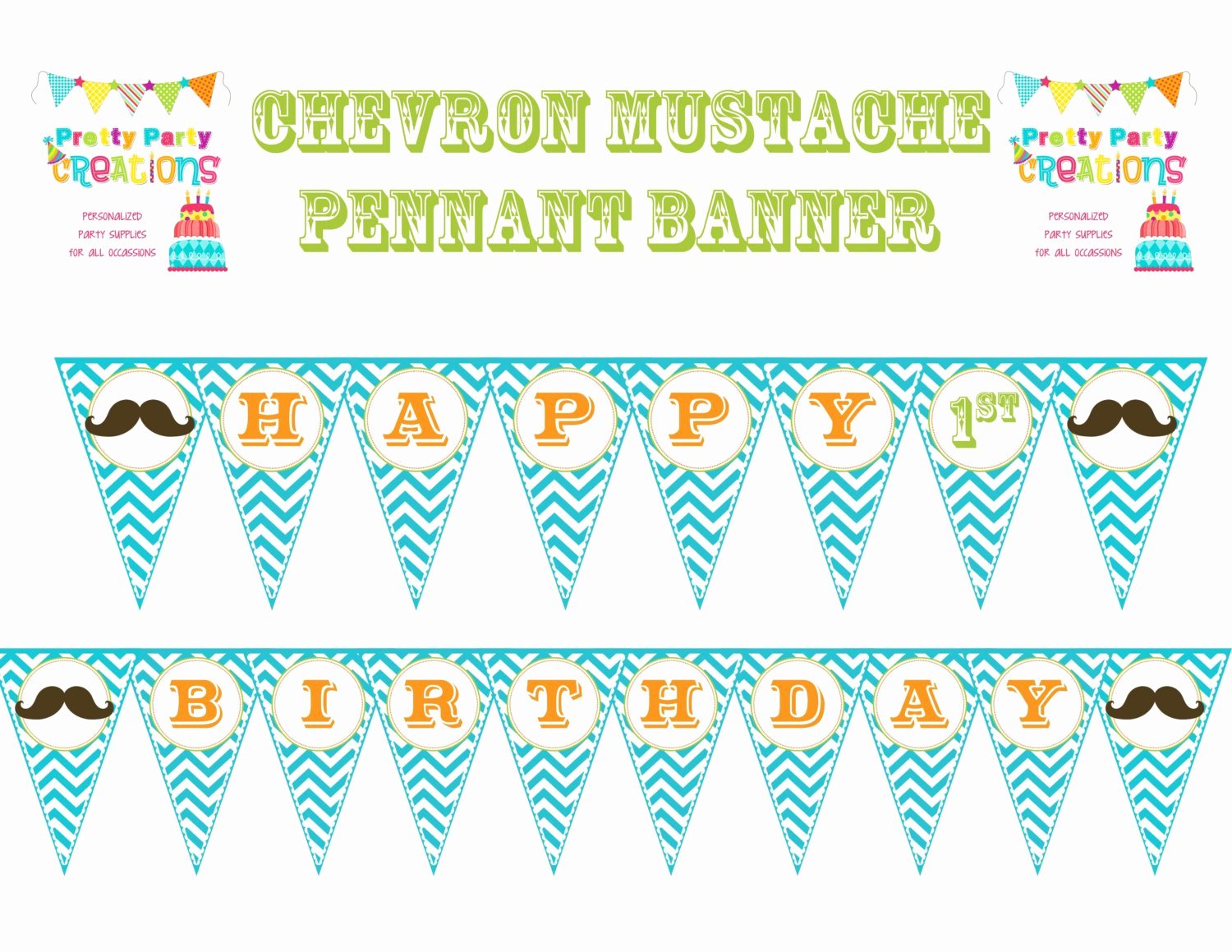 Birthday Banner Template Free Beautiful Chevron Mustache Bash Happy Birthday Banner Pennant You
