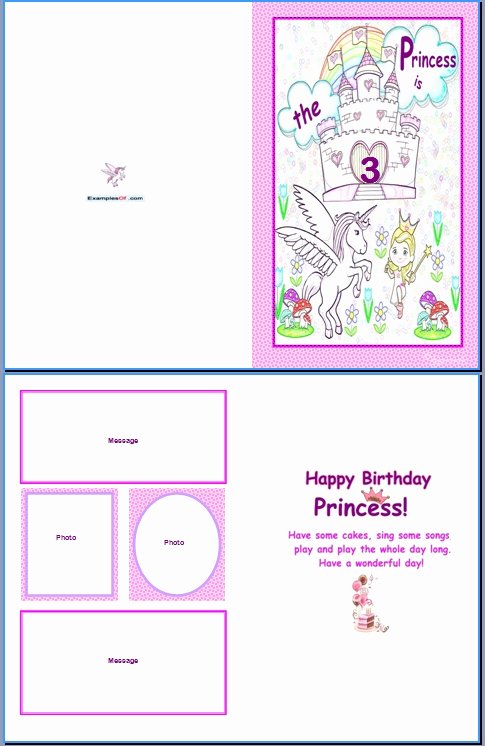 Birthday Card Template Word Beautiful Example Of Kids Card Birthday Princess