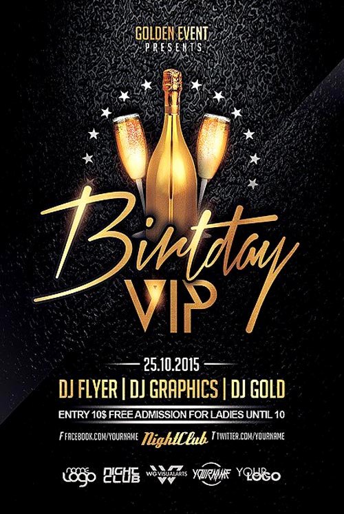 Birthday Flyer Template Free Elegant Birthday Vip Party Flyer Template Flyer for Club and