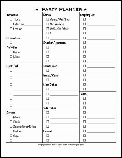Birthday Party Planner Template Awesome Free Party Planner Checklist Snappy Gourmet