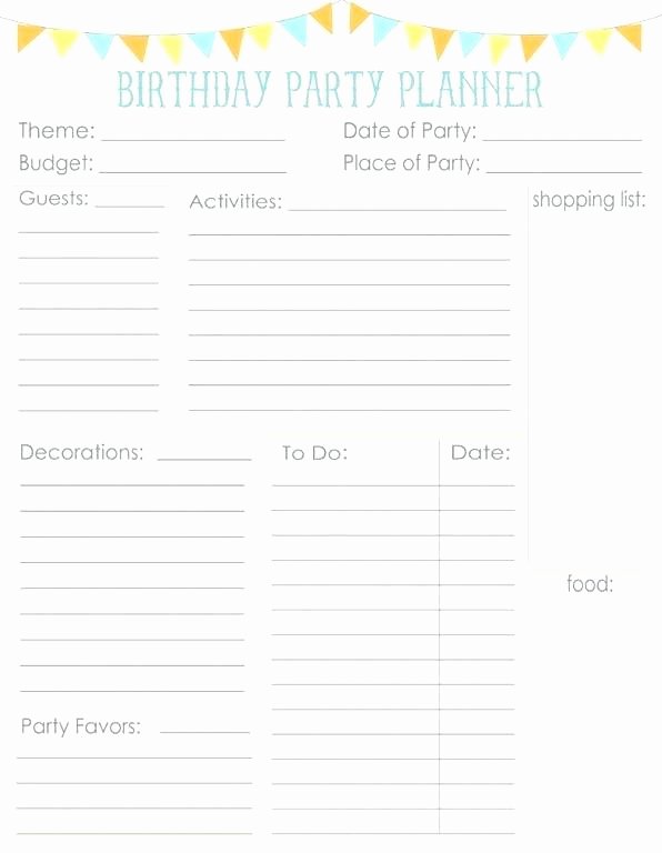 Birthday Party Planner Template Beautiful Idea Birthday Planner and Birthday Party Planner Guest