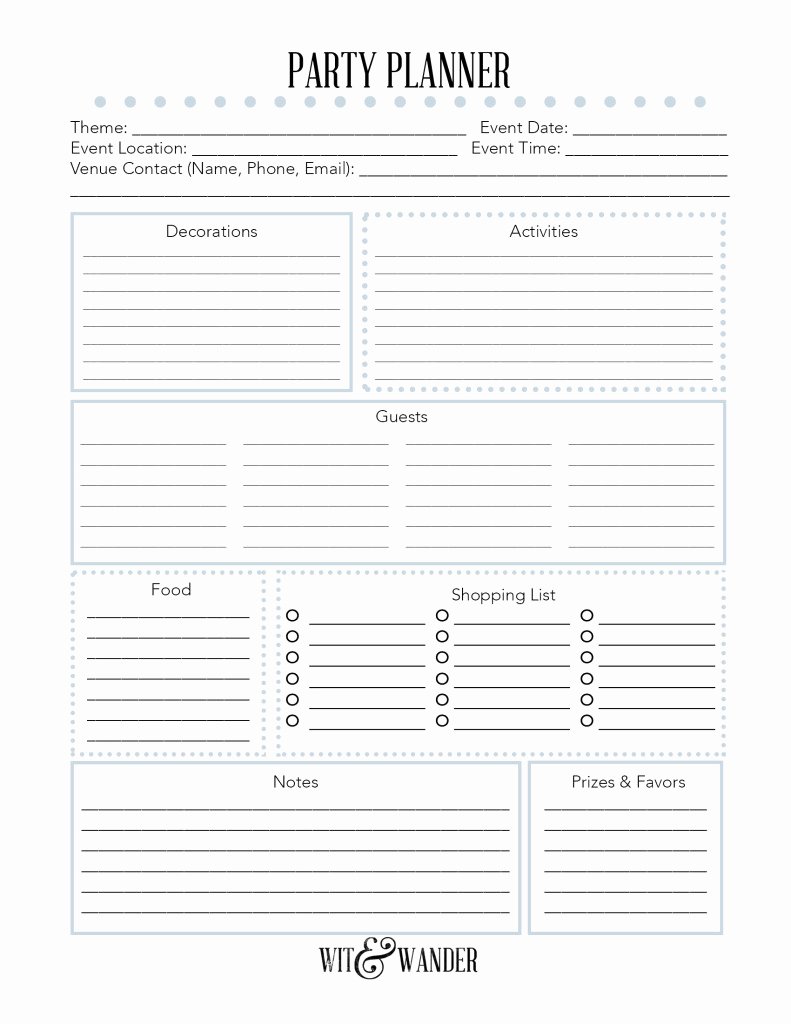 Birthday Party Planner Template Lovely Free Printable Party Planner Our Handcrafted Life