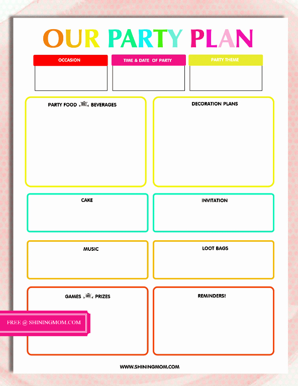Birthday Party Planner Template New Free Printable Party Planning Template
