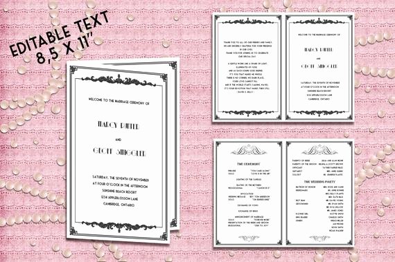 Birthday Party Program Template Elegant Printable Wedding Program Template Great Gatsby Style Art